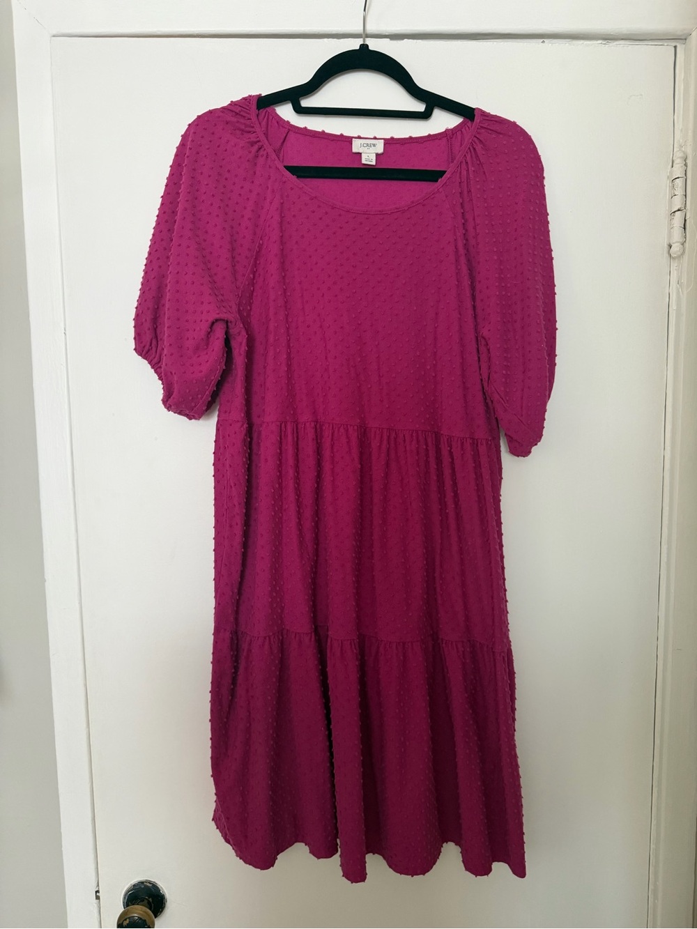 J. Crew Magenta Tiered Midi Dress